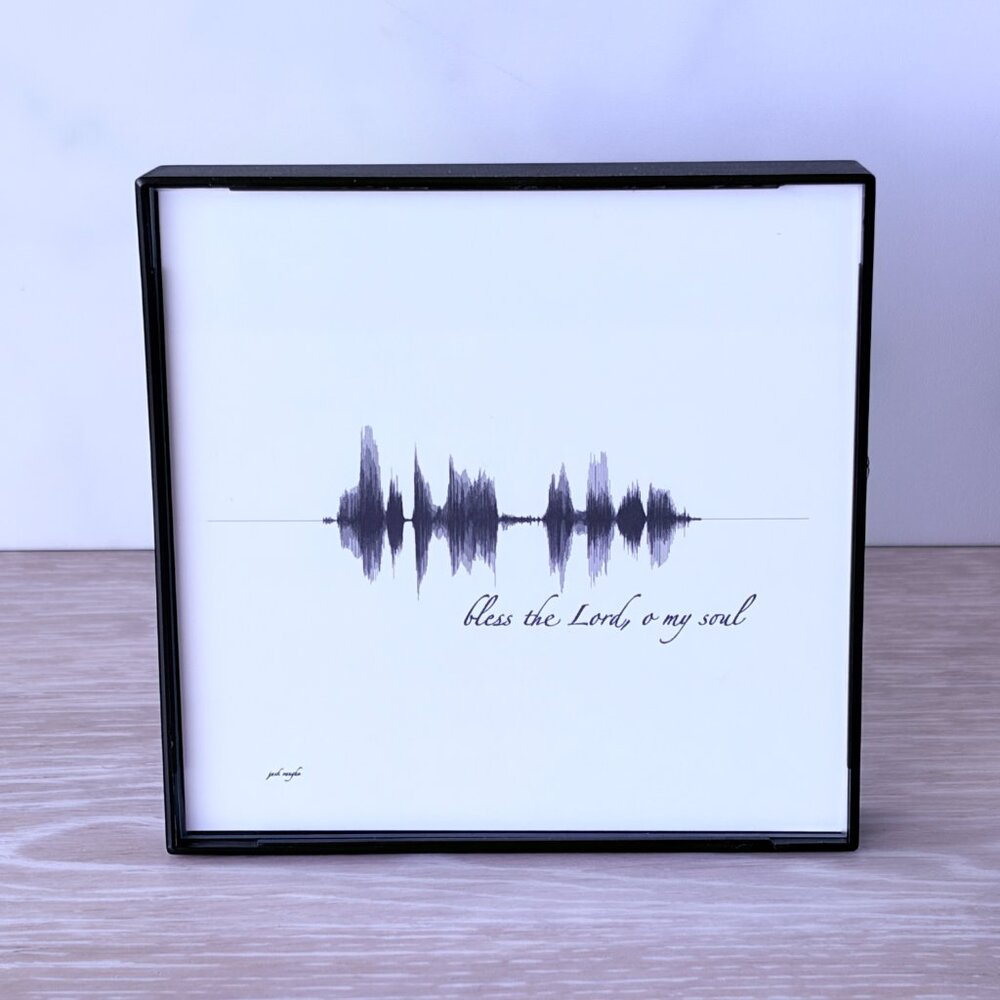 NEW Bless The Lord Soundwave Framed Wall Art 4x4in Black White Christian Modern